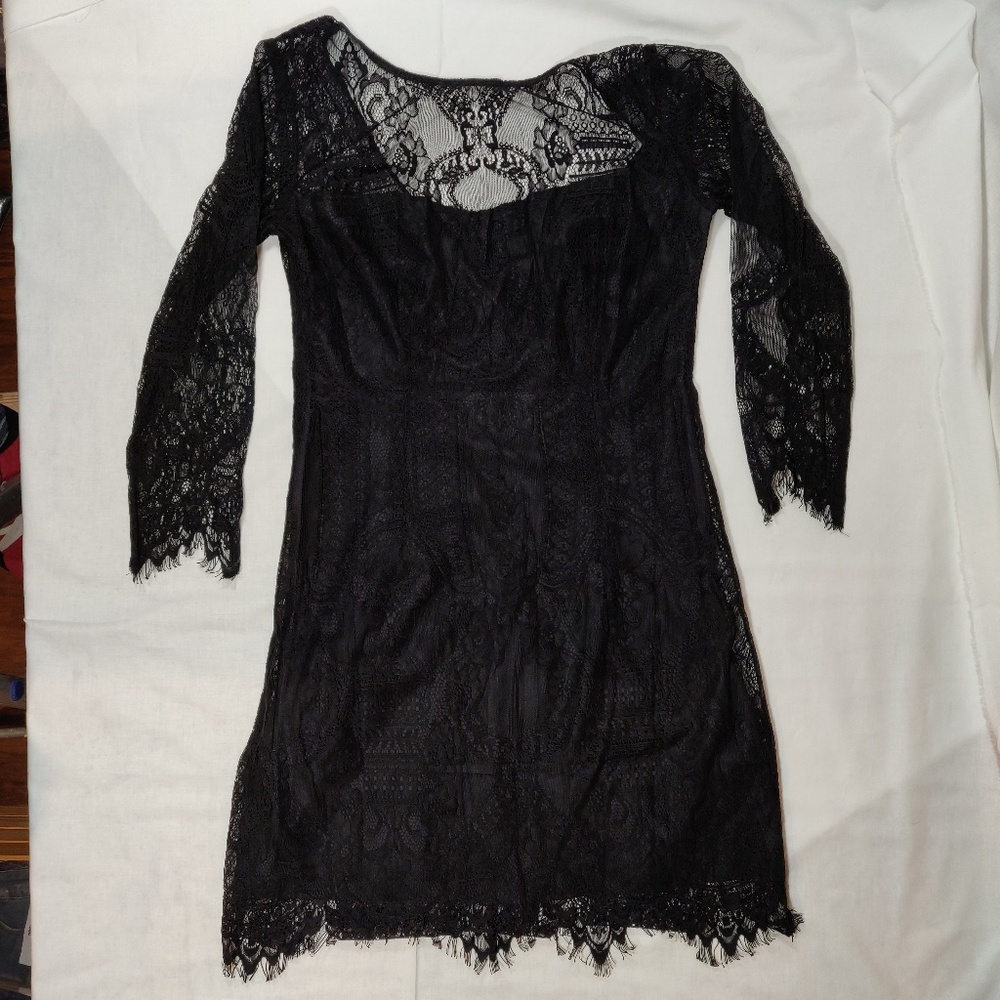 ☎️ Boutique Lace Tunic Dress Black Size 4
